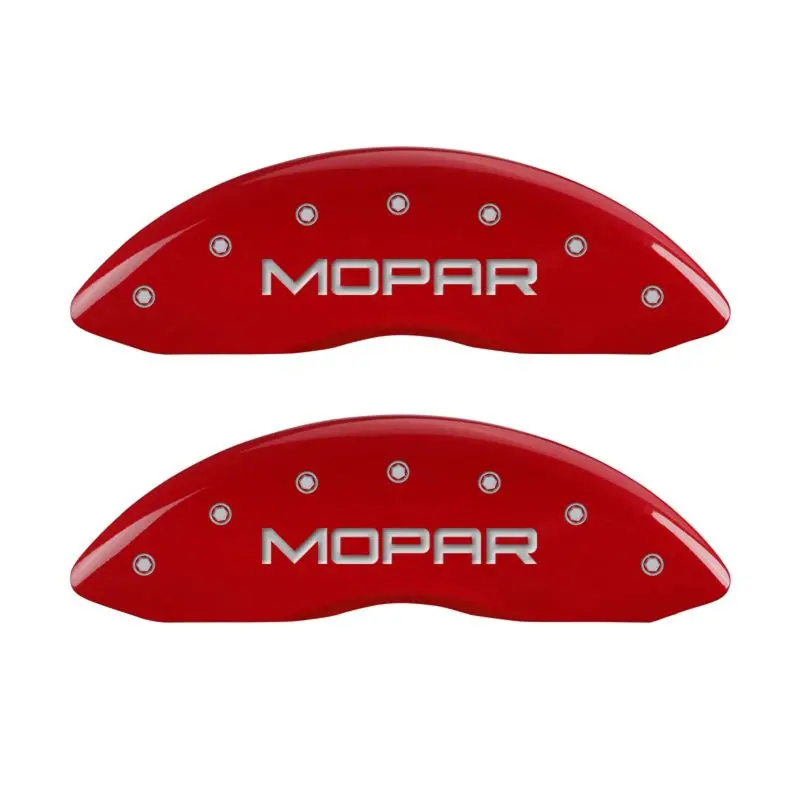 Mgp Engraved Caliper Covers For Mopar Vehicles – Front & Rear Set, Red Finish With Silver Accent 1