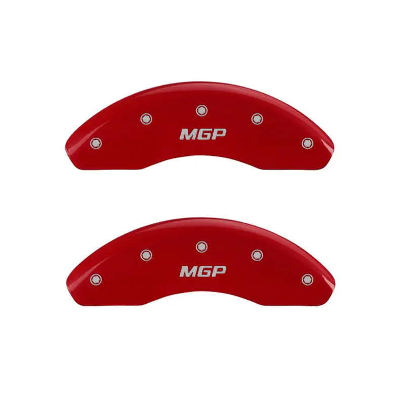 Mgp Engraved 4-Piston Brake Caliper Covers – Front & Rear, Red Finish, Silver Accent 1