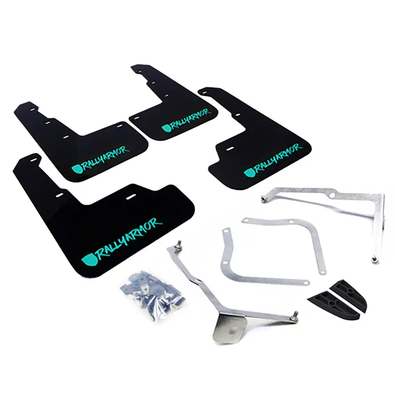 Rally Armor Ur Series Black Mud Flaps – Custom Teal Logo & Modified Font For 2015+ Subaru Wrx & Sti Sedans 1
