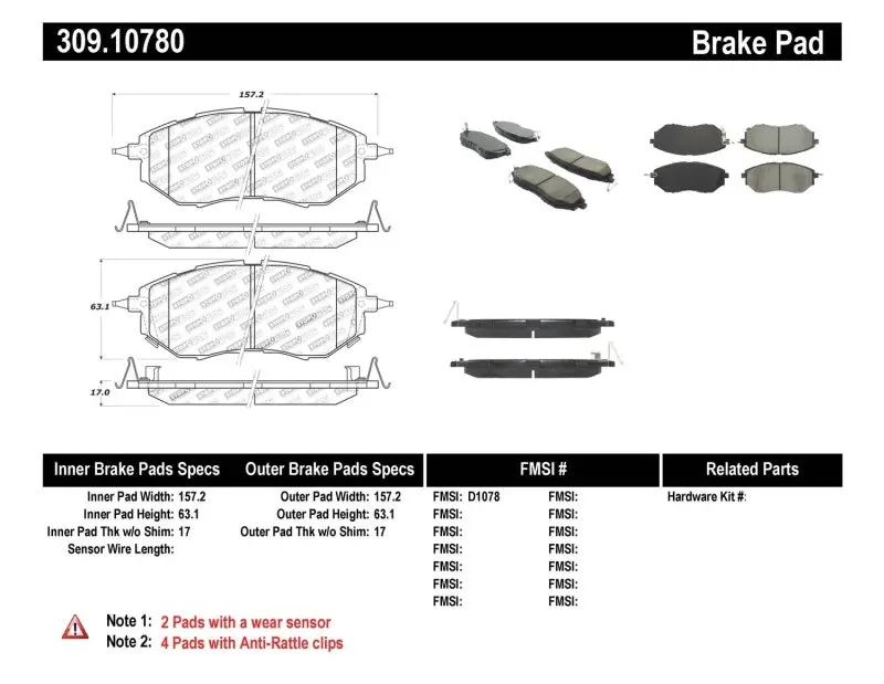 Stoptech Performance Front Brake Pads For 2005–2008 Subaru Legacy 2.5 Gt – Ceramic Compound, Low-Dust Design 1