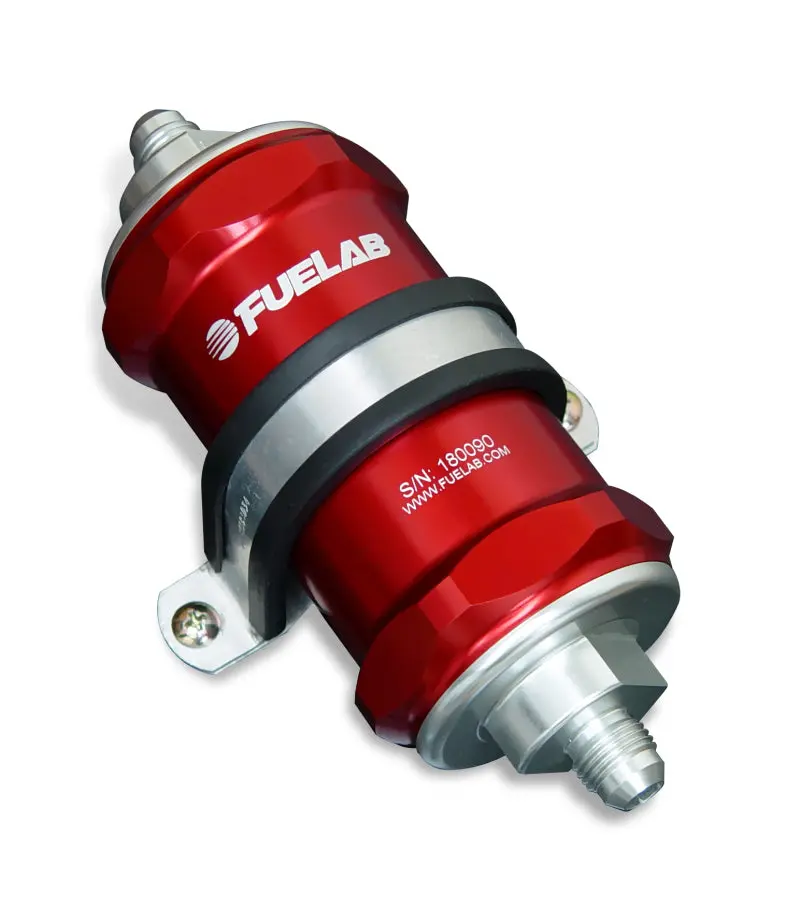 Fuelab Red 40-Micron In-Line Fuel Filter — -12An Inlet & Outlet, Stainless Steel Housing 1