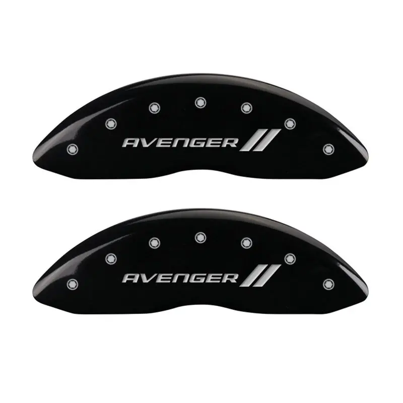 Mgp 4 Caliper Covers Engraved Front & Rear With Stripes/Avenger Black Finish Silver Ch 1