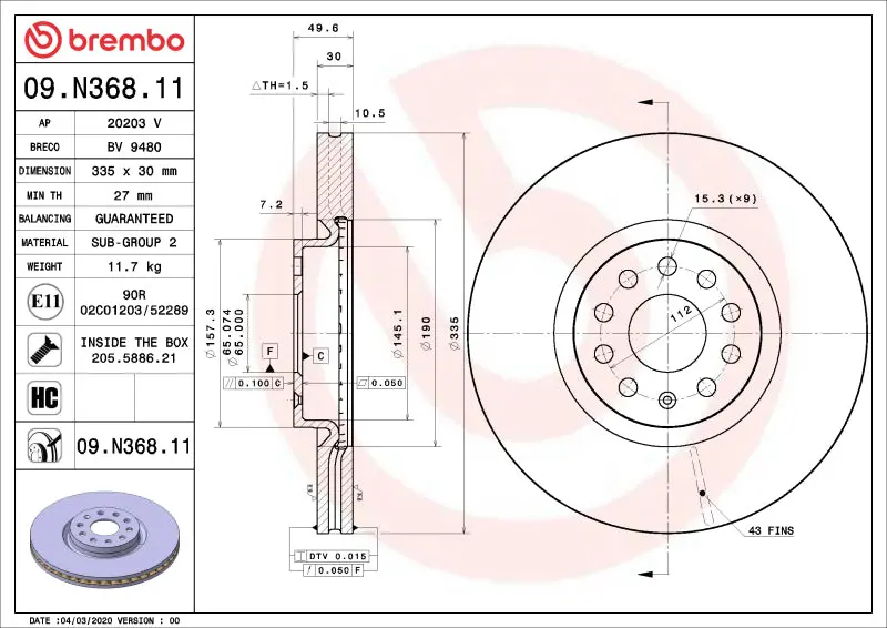 Brembo Uv-Coated Front Brake Rotors – Lexus Es250/Es300H/Es350/Ux200 (2019–2022) 1