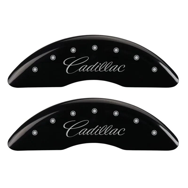 Mgp Engraved 4-Piston Caliper Covers — Front: Cadillac Logo, Rear: Xts Logo, Black Finish With Silver Accent 1