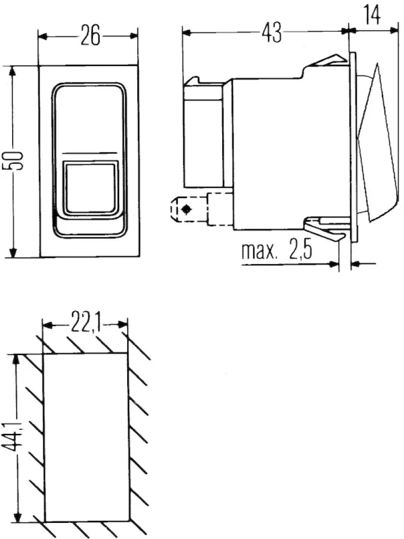 Hella Switch Rocker Spst W/ Loc Light 1