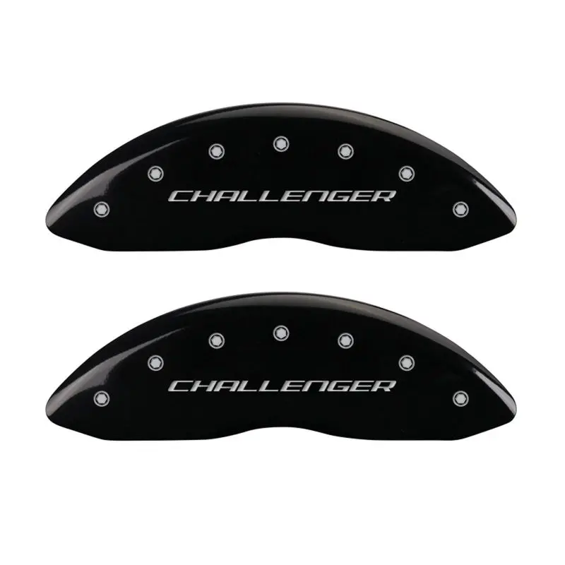 Mgp 4 Caliper Covers Engraved Front & Rear Block/Challenger Black Finish Silver Ch 1