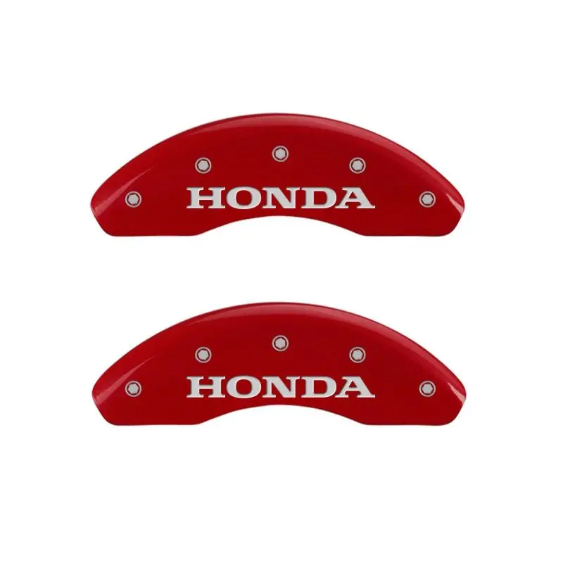 Mgp Engraved Front & Rear Caliper Covers For Honda – Red Finish With Silver Chrome Accents 1