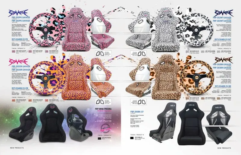 Frp Bucket Seat Prisma- Savage Edition W/ White Pearlized Back Snow Leopard Print- Large 1