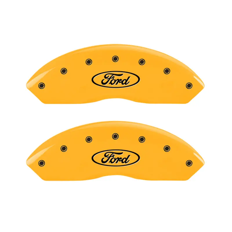 Mgp Engraved 4-Piston Caliper Covers – Ford Yellow Finish, Front & Rear (Oval Logo) 1